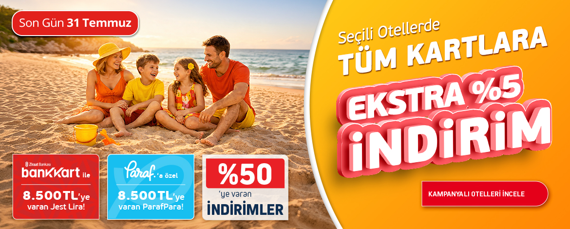 Seçili Otellerinde Sepette %5 İndirim